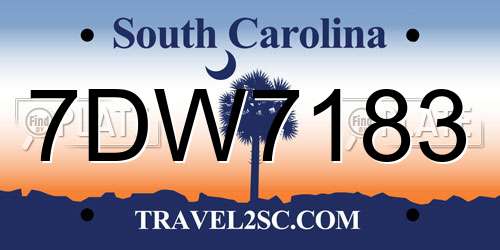 7DW7183 South Carolina License Plate