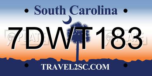 7DWT183 South Carolina License Plate