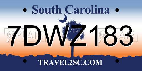 7DWZ183 South Carolina License Plate
