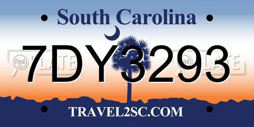 7DY3293 South Carolina License Plate