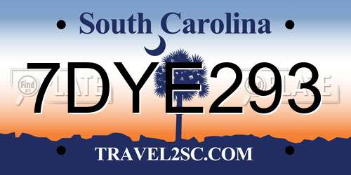 7DYE293 South Carolina License Plate