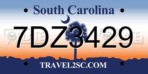 7DZ3429 South Carolina License Plate