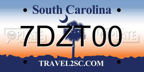 7DZT00 South Carolina License Plate