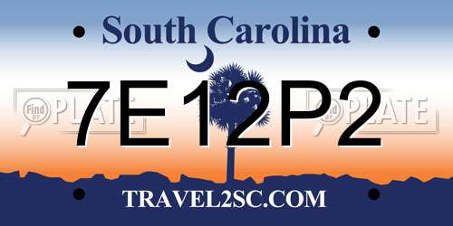 7E12P2 South Carolina License Plate