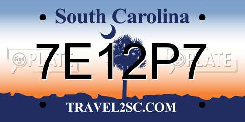 7E12P7 South Carolina License Plate