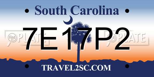 7E17P2 South Carolina License Plate