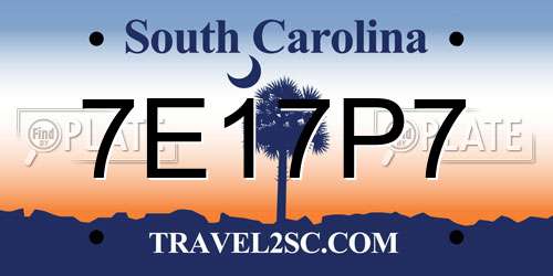 7E17P7 South Carolina License Plate