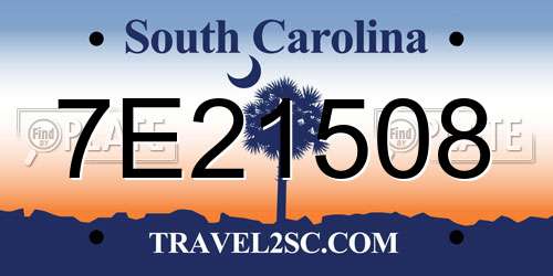 7E21508 South Carolina License Plate
