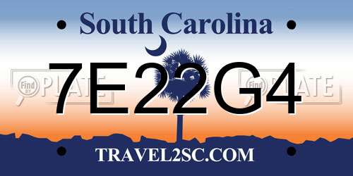 7E22G4 South Carolina License Plate