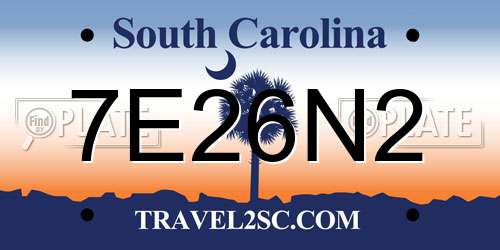 7E26N2 South Carolina License Plate