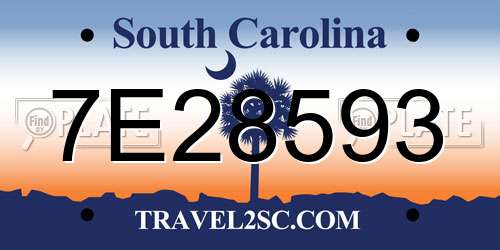7E28593 South Carolina License Plate
