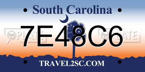 7E48C6 South Carolina License Plate