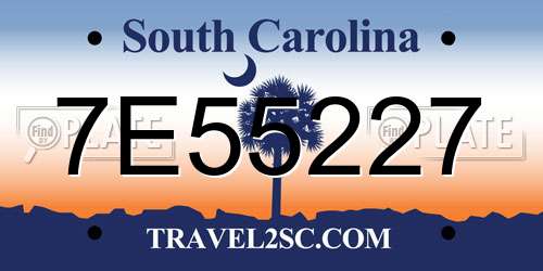 7E55227 South Carolina License Plate