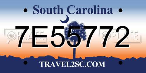 7E55772 South Carolina License Plate
