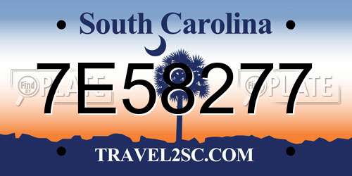 7E58277 South Carolina License Plate