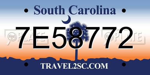 7E58772 South Carolina License Plate