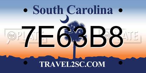 7E63B8 South Carolina License Plate