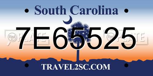 7E65525 South Carolina License Plate