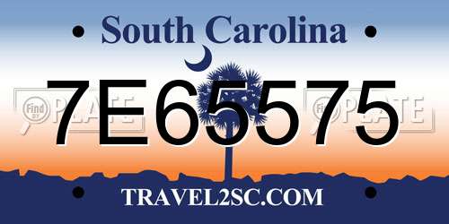 7E65575 South Carolina License Plate