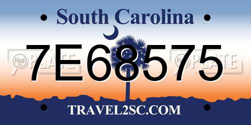 7E68575 South Carolina License Plate