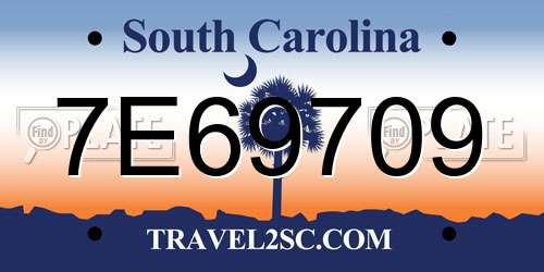 7E69709 South Carolina License Plate