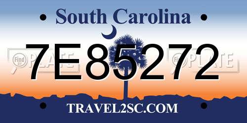 7E85272 South Carolina License Plate