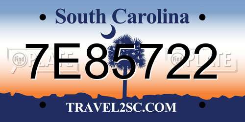 7E85722 South Carolina License Plate