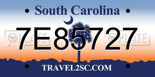 7E85727 South Carolina License Plate
