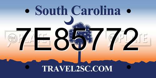7E85772 South Carolina License Plate