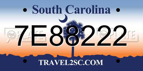 7E88222 South Carolina License Plate