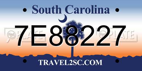 7E88227 South Carolina License Plate