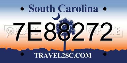 7E88272 South Carolina License Plate