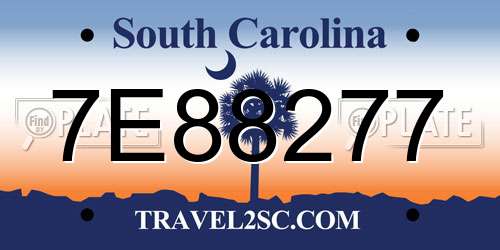 7E88277 South Carolina License Plate