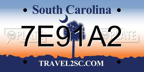 7E91A2 South Carolina License Plate
