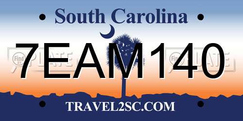 7EAM140 South Carolina License Plate