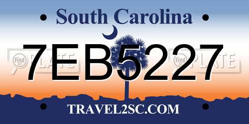 7EB5227 South Carolina License Plate
