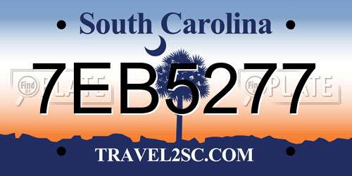 7EB5277 South Carolina License Plate