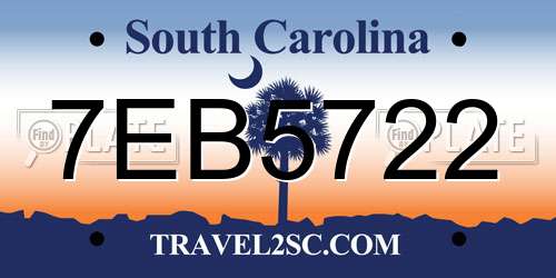 7EB5722 South Carolina License Plate