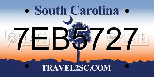7EB5727 South Carolina License Plate