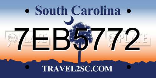 7EB5772 South Carolina License Plate