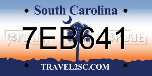 7EB641 South Carolina License Plate