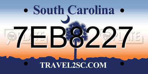 7EB8227 South Carolina License Plate