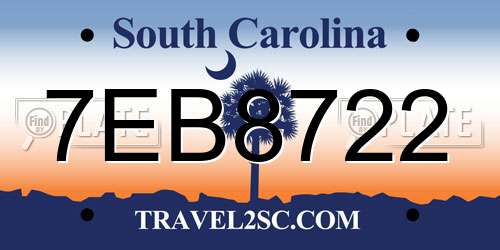7EB8722 South Carolina License Plate
