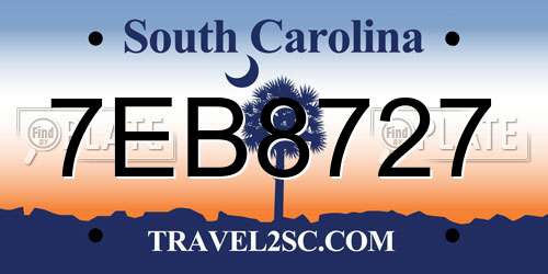 7EB8727 South Carolina License Plate