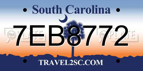 7EB8772 South Carolina License Plate
