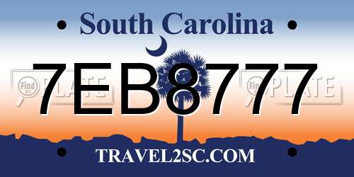 7EB8777 South Carolina License Plate