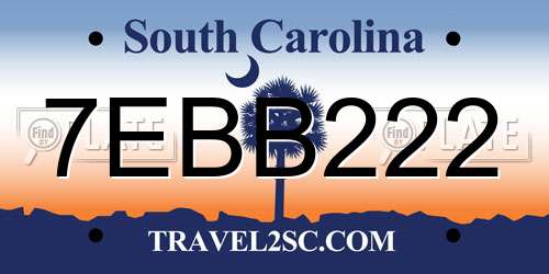 7EBB222 South Carolina License Plate