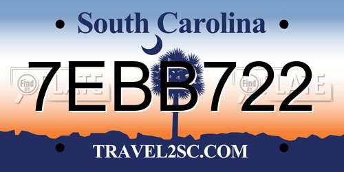 7EBB722 South Carolina License Plate