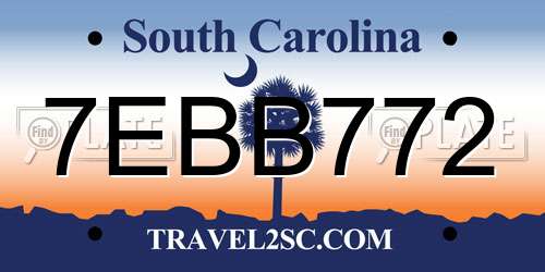 7EBB772 South Carolina License Plate