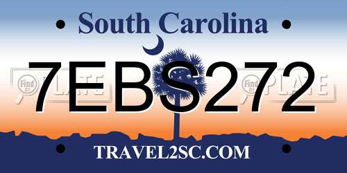 7EBS272 South Carolina License Plate